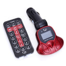 Set Of Compact Plug And Play Car MP3 Player FM Brodcast Modulator With Remote Control & 1 GB TF Card Red