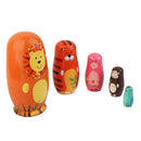 Set of 5 Wooden Nesting Dolls Animal Russian Doll Matryoshka Collectible Art