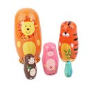 Set of 5 Wooden Nesting Dolls Animal Russian Doll Matryoshka Collectible Art