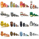 Set of 5 Wooden Nesting Dolls Animal Russian Doll Matryoshka Collectible Art
