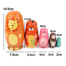 Set of 5 Wooden Nesting Dolls Animal Russian Doll Matryoshka Collectible Art