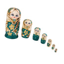 7PCS Painted Wooden Girl with Braided Hair Russian Nesting Dolls