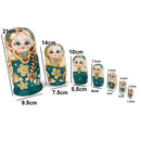 7PCS Painted Wooden Girl with Braided Hair Russian Nesting Dolls