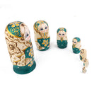 7PCS Painted Wooden Girl with Braided Hair Russian Nesting Dolls