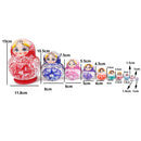 10PCS Multi-Color Painted Wooden Girl Russian Nesting Dolls
