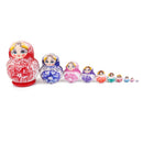 10PCS Multi-Color Painted Wooden Girl Russian Nesting Dolls