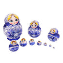 10PCS Painted Flowers Wooden Russian Nesting Dolls