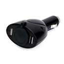 Short-circuit Protection Automatic Overload Cut Off Dual USB Ports Car Charger Adapter With Lighter Socket Black