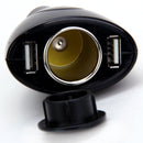 Short-circuit Protection Automatic Overload Cut Off Dual USB Ports Car Charger Adapter With Lighter Socket Black