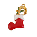 11 Pieces Gold Enamel Christmas Charms Snowflake Christmas Tree Santa Claus Charm Pendant Jewelry Beads Crafts