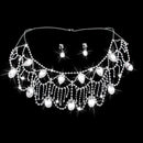Rhinestone Bridal Wedding Shoulder Chain Necklace And Earrings