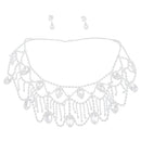 Rhinestone Bridal Wedding Shoulder Chain Necklace And Earrings