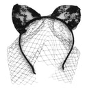 Cat Ears Headband with Lace Mask Costume Party Props Clothing Accessory Black