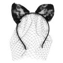 Cat Ears Headband with Lace Mask Costume Party Props Clothing Accessory Black