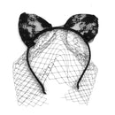 Cat Ears Headband with Lace Mask Costume Party Props Clothing Accessory Black