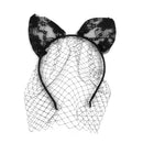 Cat Ears Headband with Lace Mask Costume Party Props Clothing Accessory Black