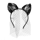 Cat Ears Headband with Lace Mask Costume Party Props Clothing Accessory Black