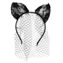 Cat Ears Headband with Lace Mask Costume Party Props Clothing Accessory Black
