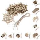 Set Of Wooden Hexagon Snowflake Embellishment With Strings Hanger Tags Card Making Scrapbooking Sign Making DIY Craft Supplies 8 x 8 x 0.3cm