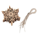 Set Of Wooden Hexagon Snowflake Embellishment With Strings Hanger Tags Card Making Scrapbooking Sign Making DIY Craft Supplies 8 x 8 x 0.3cm