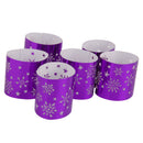Generic 6PCS Hollow Snowflake Pattern Led Tealight Candle Holders Purple