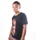 3D Skull Shoulder Sleeves Crew Neck Glow In The Dark T-Shirt Tees XXXL Black