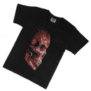 3D Skull Shoulder Sleeves Crew Neck Glow In The Dark T-Shirt Tees XXXL Black