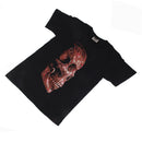 3D Skull Shoulder Sleeves Crew Neck Glow In The Dark T-Shirt Tees XXXL Black