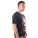 3D Skull Shoulder Sleeves Crew Neck Glow In The Dark T-Shirt Tees XXXL Black