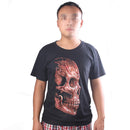 3D Skull Shoulder Sleeves Crew Neck Glow In The Dark T-Shirt Tees XXXL Black