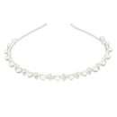 Women Girls Ladies Pearl Beaded Rhinestone Headband Headwear Hair Ornaments Party Wedding Ornaments Silver