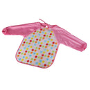 Kids Children Soft Washable Pink Polka Dots Lunch Feeding Apron Overclothes 12.99inch