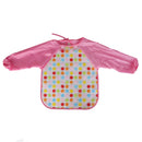 Kids Children Soft Washable Pink Polka Dots Lunch Feeding Apron Overclothes 12.99inch