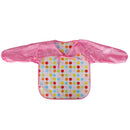 Kids Children Soft Washable Pink Polka Dots Lunch Feeding Apron Overclothes 12.99inch