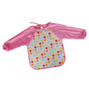 Kids Children Soft Washable Pink Polka Dots Lunch Feeding Apron Overclothes 12.99inch