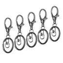 5x Gun Black Lobster Clasp Trigger Clip Key Ring Charms + Split Ring 65mm