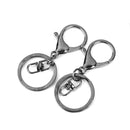 5x Gun Black Lobster Clasp Trigger Clip Key Ring Charms + Split Ring 65mm