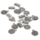 20pcs Vintage Silver Letter Charms Alloy Pendant Findings Round&Oblong Shaped Charms