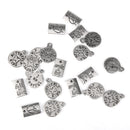 20pcs Vintage Silver Letter Charms Alloy Pendant Findings Round&Oblong Shaped Charms
