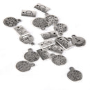 20pcs Vintage Silver Letter Charms Alloy Pendant Findings Round&Oblong Shaped Charms