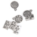 20pcs Vintage Silver Letter Charms Alloy Pendant Findings Round&Oblong Shaped Charms