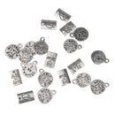 20pcs Vintage Silver Letter Charms Alloy Pendant Findings Round&Oblong Shaped Charms