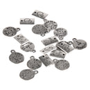 20pcs Vintage Silver Letter Charms Alloy Pendant Findings Round&Oblong Shaped Charms