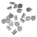 20pcs Vintage Silver Letter Charms Alloy Pendant Findings Round&Oblong Shaped Charms