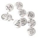 Vintage Silver Alloy Carved Letter Round Pendant Charms