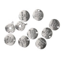 Vintage Silver Alloy Carved Letter Round Pendant Charms