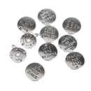 Vintage Silver Alloy Carved Letter Round Pendant Charms