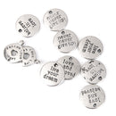 Vintage Silver Alloy Carved Letter Round Pendant Charms