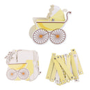 Cute Stroller Shaped Baby Shower Paper Candy Boxes Party Favor Wedding Birthday Supplies Yellow