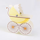Cute Stroller Shaped Baby Shower Paper Candy Boxes Party Favor Wedding Birthday Supplies Yellow